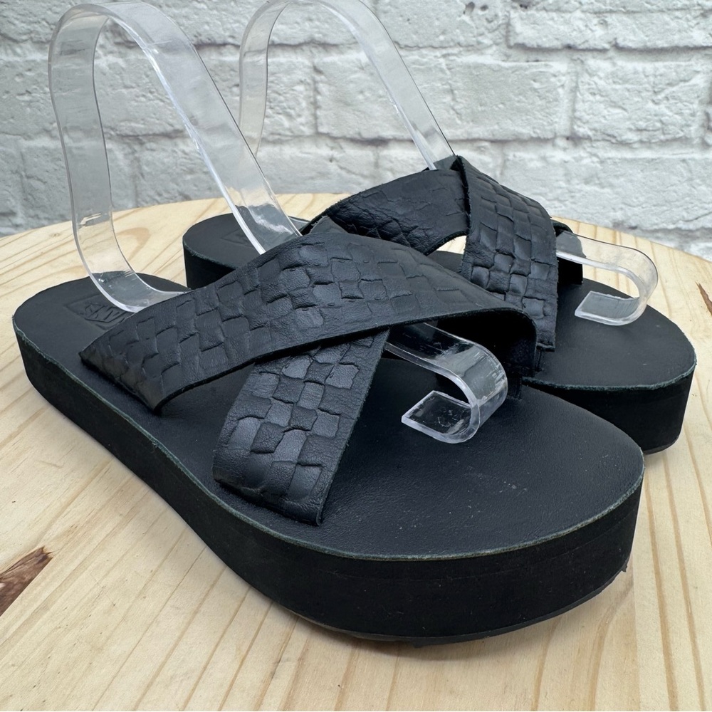Vans x Karina Rozunko Cross Strap Mega Platform Sandals Black Woven Leather